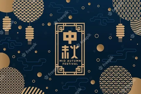 深金中秋横幅banner模板