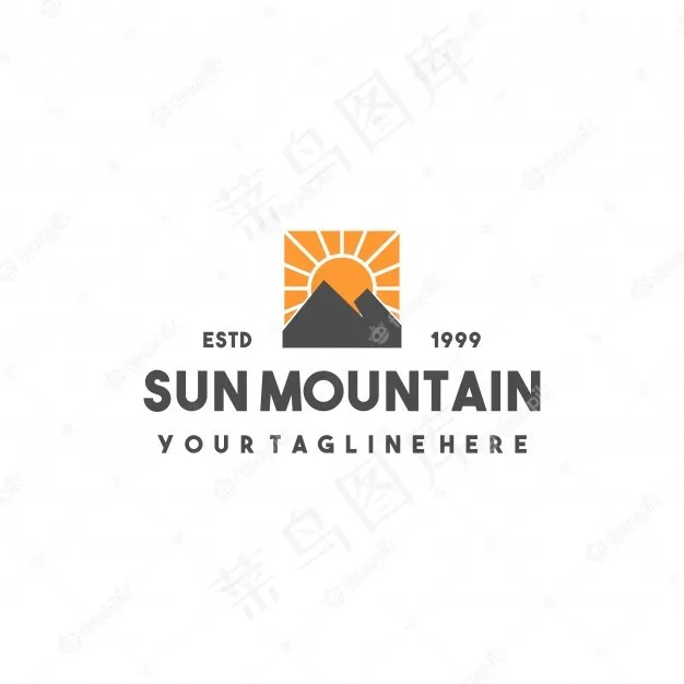 创意太阳山标志设计eps,ai矢量模版下载