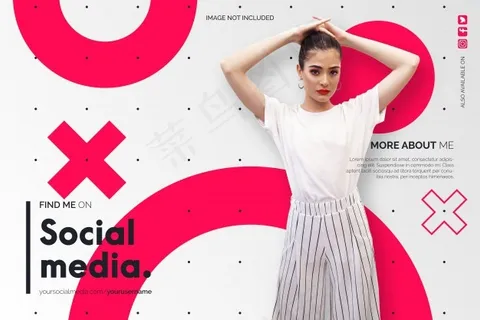 在社交媒体上找到我，背景是白色和红色