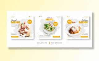 食物菜单横幅banner社交媒体帖子。