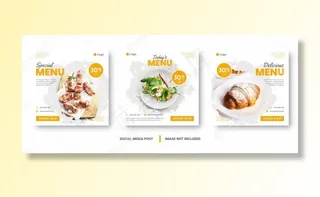 食物菜单横幅banner社交媒体帖子。