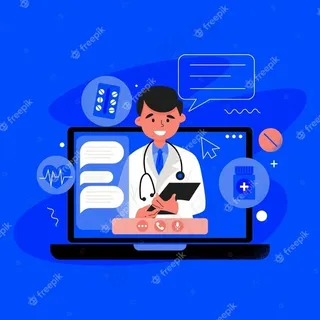 视频电话中的插图在线医生