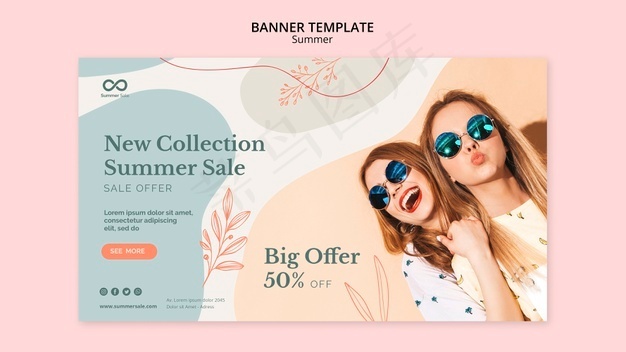 夏季系列销售横幅banner风格psd模版下载