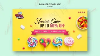 特价糖果店黄色横幅banner