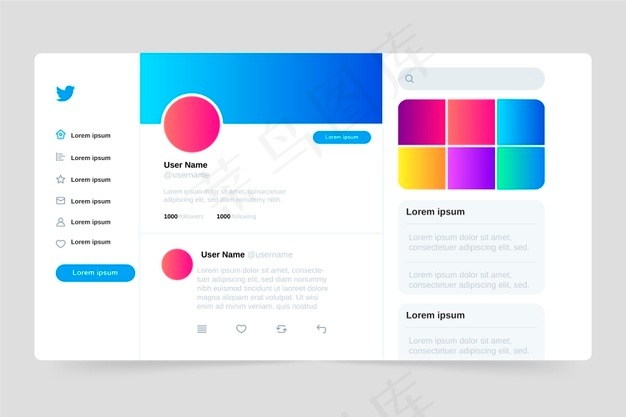 Twitter界面概念eps,ai矢量模版下载