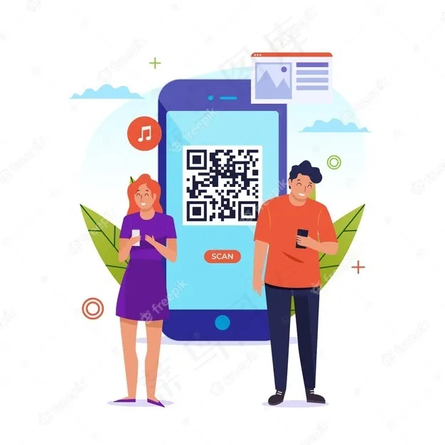 二维码字符扫描概念eps,ai矢量模版下载