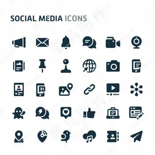 社交媒体图标集。菲利奥黑图标系列。