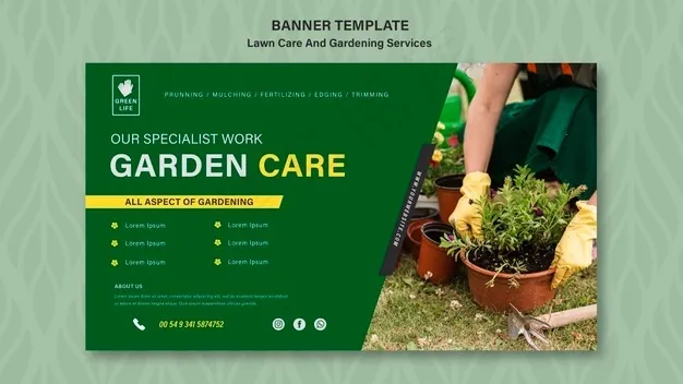 草坪护理概念横幅banner模板psd模版下载