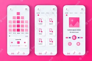 音乐播放器独特的中性粉设计套件。