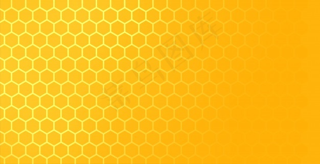 带文本空间的黄色六边形蜂窝网格图案