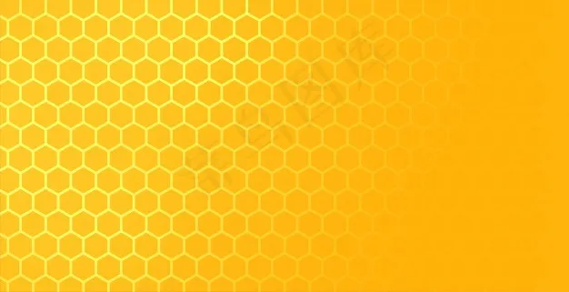 带文本空间的黄色六边形蜂窝网格图案