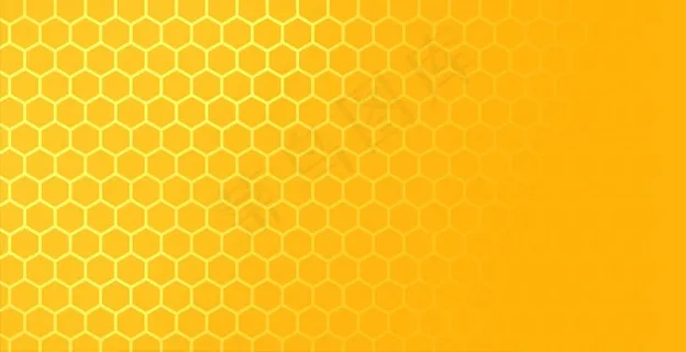 带文本空间的黄色六边形蜂窝网格图案