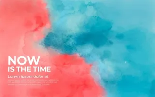 彩色水彩背景，蓝色和桃色