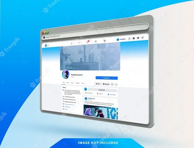 基于3d网络浏览器模型样机的Facebook用户界面模板psd模版下载