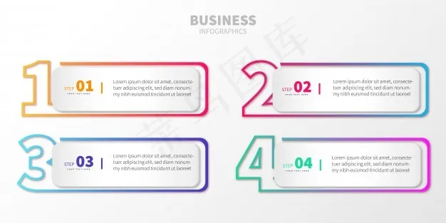 带数字的彩色step商务信息图eps,ai矢量模版下载