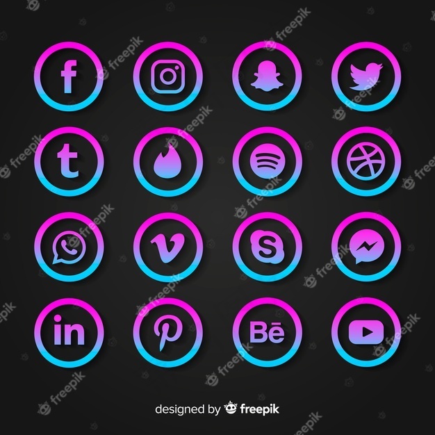 渐变社交媒体徽标集合