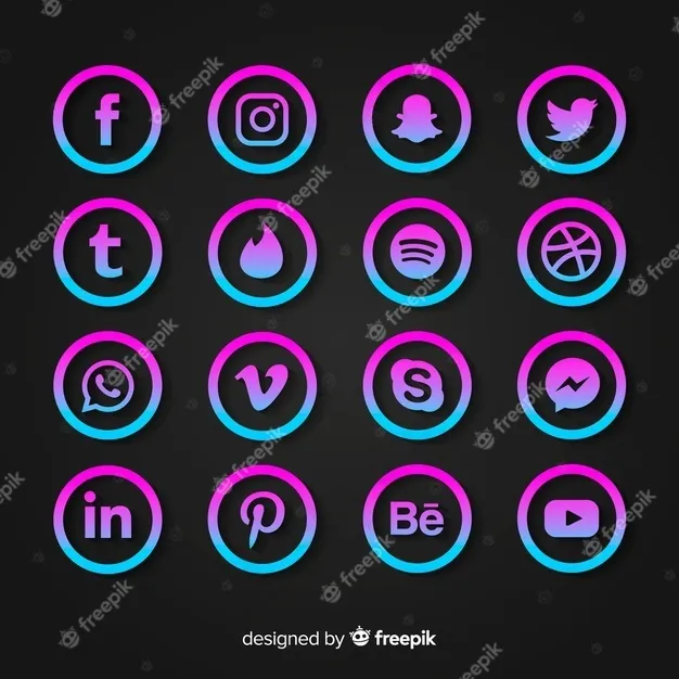 渐变社交媒体徽标集合eps,ai矢量模版下载