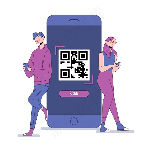 二维码字符扫描概念eps,ai矢量模版下载