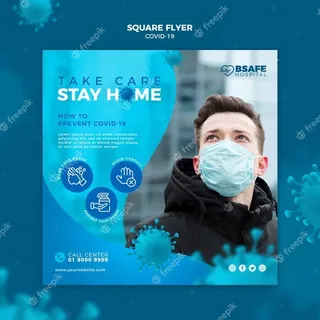 冠状病毒居家广场宣传单,DM传单