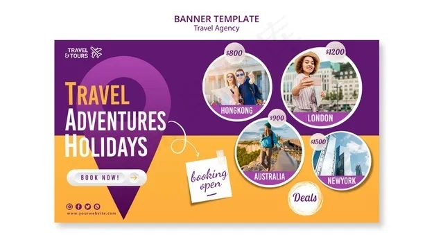 横幅banner旅行社广告模板psd模版下载