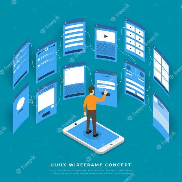 用户界面流程图。手机app移动应用程序概念等轴测。插图。eps,ai矢量模版下载