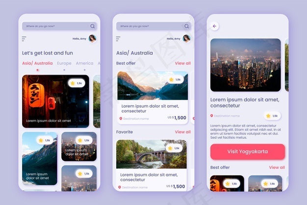 旅游预订应用模板eps,ai矢量模版下载