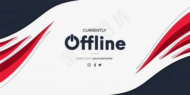 带有抽象红色形状的现代twitch离线横幅banner