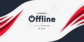 带有抽象红色形状的现代twitch离线横幅banner