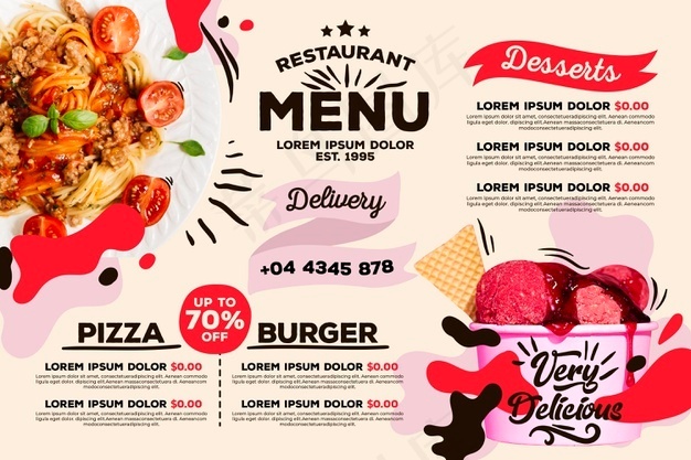 数字餐厅菜单模板样式