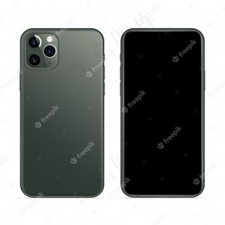 逼真的智能手机午夜绿色前后视图