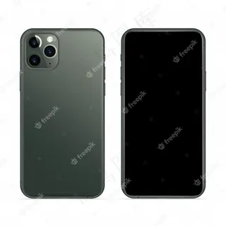 逼真的智能手机午夜绿色前后视图 逼真的智能手机午夜绿色前后视图