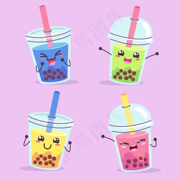 Kawaii泡茶插图eps,ai矢量模版下载