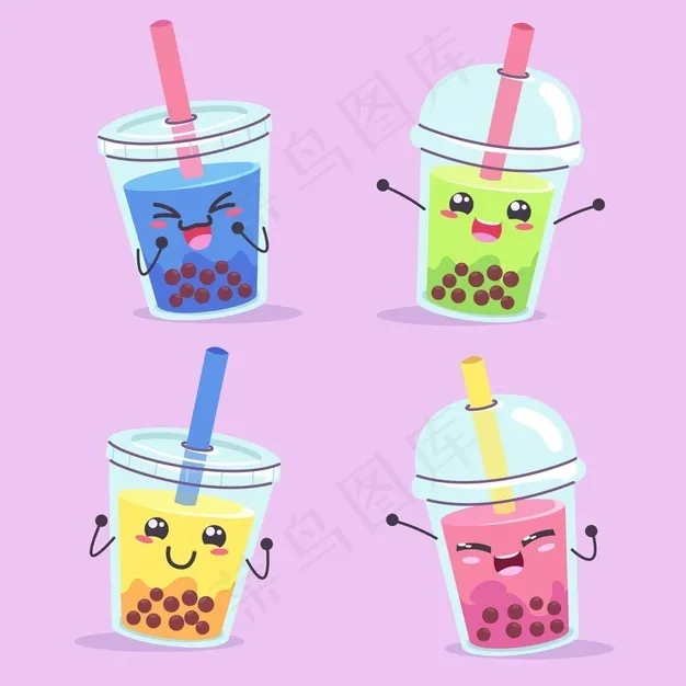 Kawaii泡茶插图eps,ai矢量模版下载