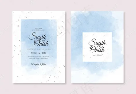 水彩手绘甜蜜婚礼请柬模板