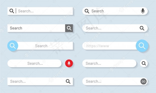 搜索栏概念设计模板。ui和网站的导航窗体集。