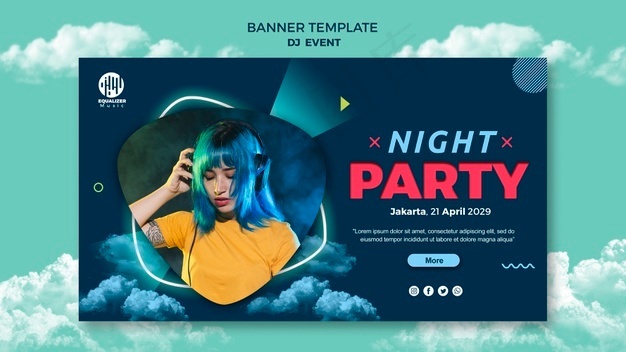 音乐派对概念横幅banner模板psd模版下载