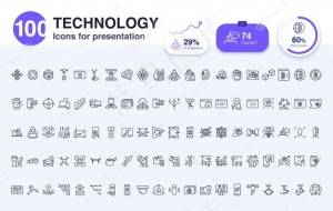 100个技术线图标用于演示