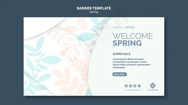 欢迎春季横幅banner模板psd模版下载