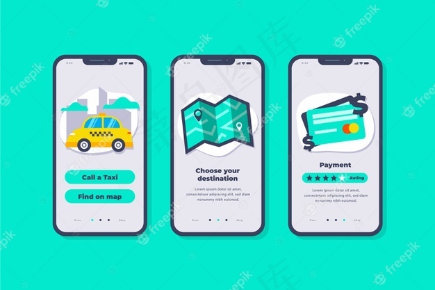 出租车应用程序界面概念eps,ai矢量模版下载