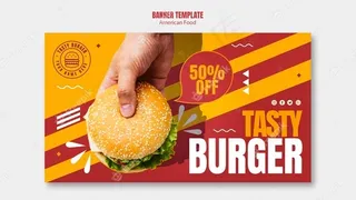 汉堡美国食品横幅banner模板