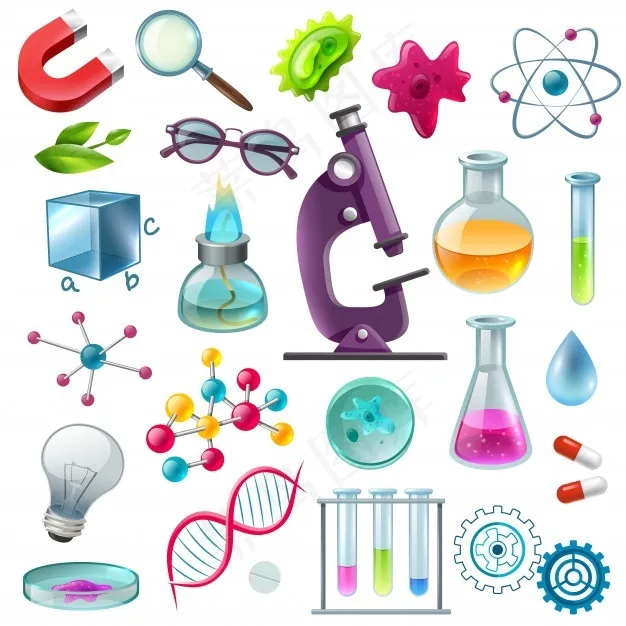 科学图标卡通套装eps,ai矢量模版下载