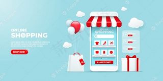 界面在线购物手机app移动应用程序或网站概念。