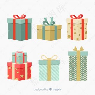 彩色圣诞礼品系列，平面设计