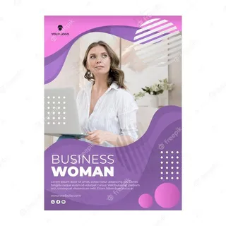 拿着笔记本电脑海报模板的女人