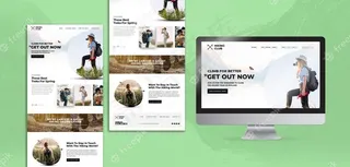 带有主页和屏幕的徒步旅行概念