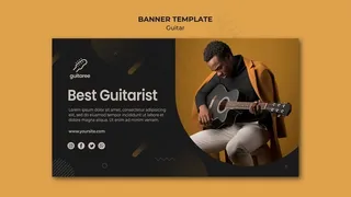 吉他手横幅banner模板设计