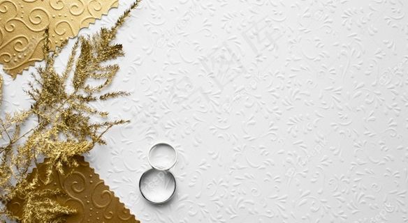 金叶戒指保存日期婚礼理念