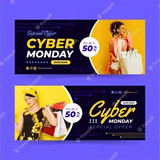 带有照片的网络星期一横幅banner