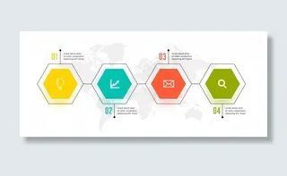 六边形商业信息图四步模板设计