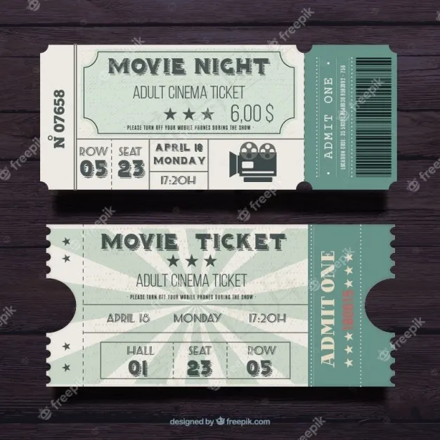 复古平面电影票eps,ai矢量模版下载